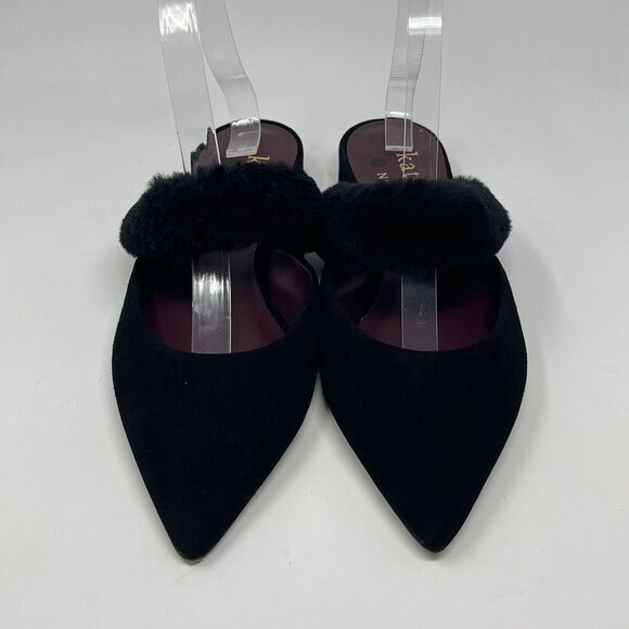 Kate Spade Marielle 2 Furry Mules Flats Womens 8.5 B Black Pointed Toe Shoes - Picture 5 of 15